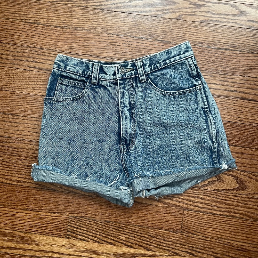 Vintage acid wash denim shorts